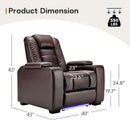 ANJ Power Home Theater Seating, PU Leather Electric Recliner Chair with Powered Headrest, Dual Motors Movie Reclining Chairs with LED Lights,USB Port, Cup Holders, Hidden Arm Storage (Brown) by CozyNest Decor