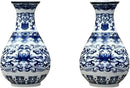 Set of Two Blue and White Porcelain Wall Vases for Flowers – Handmade Chinoiserie Ceramic Wall Mounted Flower Vase, Decorative Hanging Vases for Living Room, Bookshelf & Indoor Décor