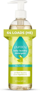 Puracy Liquid Baby Laundry Detergent - 1,4 Dioxane Free, Natural, Scent-Free Gentle Laundry Detergent Liquid Concentrate Laundry Pouch with Stain Fighting Enzymes (Baby- Free & Clear, 16oz) by CozyNest Decor