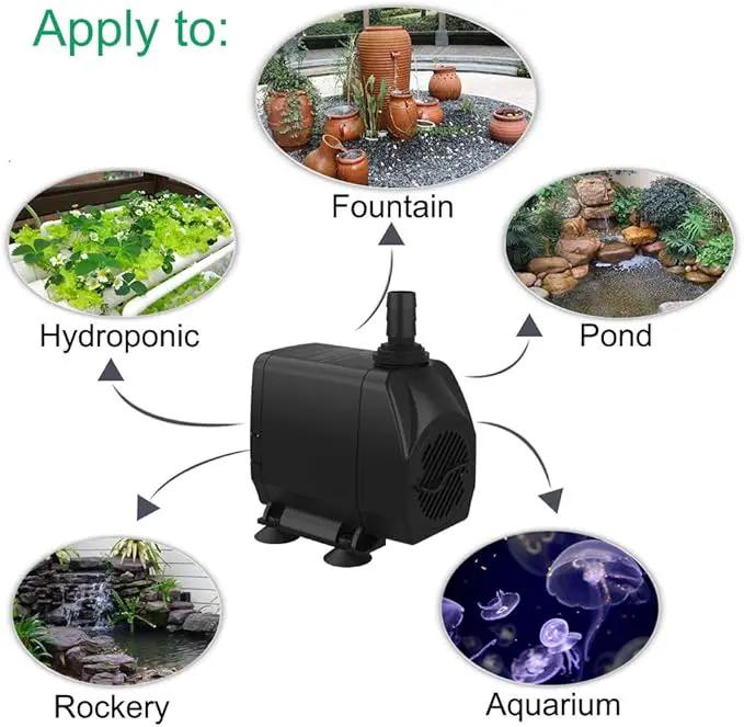 Submersible Pump 660GPH (2500L/H 45W) Ultra Quiet with Dry Burning Protection 8.2ft High Lift for Fountains, Hydroponics, Ponds, Aquariums & More…, photo 7 of 7