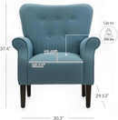 BELLEZE Modern Accent Chair, High Back Armchair, Upholstered Wingback Side Chair, Padded Single Sofa with Wooden Legs for Living Room, Bedroom - Baby Blue by CozyNest Decor