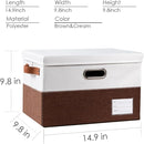 PRANDOM Foldable Storage Bins with Lids [3-Pack] Fabric Collapsible Storage Boxes Baskets Cubes Containers with Handles for Closet Living Room Bedroom (Brown & White 14.9x9.8x9.8'') by TinyTreasures Baby Boutique