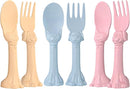 Made in USA Spoon la la Toddler Utensils Set - 6 Pack (3 Spoons & 3 Forks for Kids) - Self-Standing 3D Ergonomic Cat & Dog Handles - BPA-free, Dishwasher Safe, Baby Silverware (Pink, Blue, Yellow) by TinyTreasures Baby Boutique