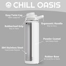 Chill Oasis Water Bottle | Compatible With Popular Flavor Cartridges | BPA Free, Leak Proof, Double-Walled Vacuum Insulated Stainless Steel, and Dishwasher Safe | Cold for 24 Hours (White, 22oz) by CozyNest Decor