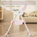 High Chairs for Babies and Toddlers, 4 in 1 Convertible Baby High Chair, Portable High Chair for Travel with Adjustable Height and Back, Foldable HighChair with Wheels& Pu Cushion by TinyTreasures Baby Boutique