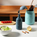 Sweejar 16 Oz Ceramic Olive Oil Dispenser Bottle, Oil Dispenser for Kitchen with Gravity Spout, Relief Opaque Vinegar Container for Evoo, Soy Sauce, 1 Pack(Fog Blue, Silver Spout) by CozyNest Decor