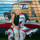 Del Mex Classic Mexican Blanket, Large Authentic Woven Falsa Throw (70"x50"), Artisan Southwest Décor for Beach, Yoga, Outdoors (Pink/Mint) by CozyNest Decor