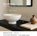 White Ceramic Fluted Decorative Bowl - 8 inch Fruit Footed Bowl for Kitchen Counter, Modern Key Pedestal Ruffle Bowl for Entryway Table & Home Organization-Fits Bread, Fruits, Salad or Popcorn by CozyNest Decor