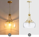 WUZUPS Chandelier Rustic Farmhouse Industrial Round Ceiling Pendant LED Light Fixture with Clear Glass Shades for Dining Room Kitchen Island Foyer Entryway, H 17" x W 13.4", E26 Base, Gold by CozyNest Decor