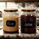 SAIOOL 2-Pack Striped Borosilicate Glass Airtight Canisters - Big mouth Large Capacity, Acacia Wood Lid, Food Storage Jars for Flour, Pasta, Pantry Organization (3/4 Gallon （2 Striped pack）) by CozyNest Decor