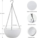 10 inch Hanging Planters for Indoor Outdoor Plants, 2 Pack Hanging Flower Pots with Drainage Holes and Chain for Garden Balcony Porch, Round Plastic Hanging Baskets for House Plants, White by GreenHaven Gardens
