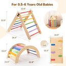 Pikler Triangle Set with Cushion, 8-in-1 Toddler Climbing Toys Indoor, Wooden Montessori Climbing Set with Arch Ramp,Ladder&Tent Cloth, Baby Indoor Climber Jungle Gyms for Toddlers Toy, Rainbow by TinyTreasures Baby Boutique