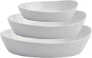 Denmark White Porcelain Chip Resistant Scratch Resistant Commercial Grade Serveware, 3 Piece Oval Serving Bowl Set by CozyNest Decor