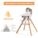 BABY JOY 3 in 1 High Chair, Baby Eat & Grow Convertible Wooden High Chair/Rocking Chair/Booster Seat/Toddler Chair, Infant Dining Chairs w/Double Removable Tray, 5-Point Seat Belt & PU Cushion, Gray by TinyTreasures Baby Boutique