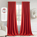 MIULEE Red Back Tab Blackout Curtain 96 Inch Long 2 Panels Set for Living Room Bedroom, Rod Pocket/Pinch Pleat Thermal Insulated Room Darkening Pleated Light Blocking Floor to Ceiling Drape by TinyTreasures Baby Boutique