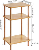 IBUYKE 3-Tier Side Table, Solid Wood Tall End Table with Storage Shelves, Nightstand Bedside Table for Living Room Bedroom Office, No-Tool Assembly, Natural UWST003N by CozyNest Decor