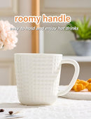 Ceramic Coffee Mugs 15 oz, Large Waffle Embossed Mug Set, Coffee Cups for Latte, Cappuccino, Cocoa, Tea, Mocha, Milk, Housewarming Wedding Present,Microwave & Dishwasher Safe - Set of 4 (White) by CozyNest Decor
