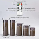 Homemory Flameless Candles with Embedded Star String Fairy Lights, Battery Operated Candles, LED Candle, Fake Candles with Remote Control and Timer for Halloween, Gray Acrylic, Set of 5(H4"5"6"8"8") by CozyNest Decor