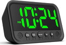 Small LED Digital Clock for Bedroom, Loud Alarm Clock for Heavy Sleepers Adults, Teens | Plug-In Electric Desk Clock | Simple Bedside Nightstand Clock with Adjustable Volume/Brightness/Snooze – Green by TinyTreasures Baby Boutique