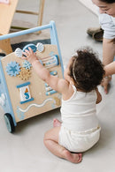Beright Wooden Baby Walker Push and Pull Learning Activity Walker with Wheels Montessori Walker Toy Multiple Activities Center Develops Motor Skills & Stimulates Creativity (Blue) by TinyTreasures Baby Boutique
