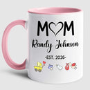 Customized Year & Name New Mom/Mother/Mama White Tea Cup 11 15Oz, Mom EST 2026 Coffee Mug, Personalized Accent Ceramic Cup Gift For First Time Mommy or Wife From Family Husband on Birthday Holiday by TinyTreasures Baby Boutique