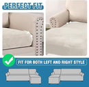 H.VERSAILTEX Velvet Stretch Sectional Couch Covers 3 Pieces Sofa Seat Cushion Covers L Shape Separate Couch Cover for Both Left/Right Sectional Couch (Large Sofa 2 Seater + 1 Chaise, Porcelain) by CozyNest Decor