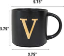 COLLECTIVE HOME - Monogram Ceramic Mugs, 15 oz Golden Initial Black Coffee Cups, Elegant Alphabet Tea Mugs, Elegant Personalized Mug with Gift Box, Unique Mug with Double Side Capital Lette (V) by CozyNest Decor