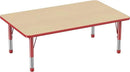 Factory Direct Partners FDP Rectangle Activity School and Classroom Kids Table (36 x 60 inch), Toddler Leg, Adjustable Height 15-24 inches - Maple Top and Red Edge by CozyNest Decor