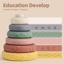 Mini Tudou 6 Pcs Stacking & Nesting Circle Toy,Soft Building Rings Stacker & Teethers,Squeeze Play with Early Educational Learning Stacking Tower, Toy for 6+ Months Boys&Girls by TinyTreasures Baby Boutique