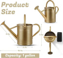 1 Gallon Watering Can for Plants, Watering Cans for Indoor&Outdoor Gardening, Galvanized Steel Watering Pot with Removable Spout, Metal Water Can with Ergonomic Movable Handle(Gold) by GreenHaven Gardens