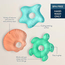 Itzy Ritzy Water-Filled Teethers - Cold Cutie Coolers Textured On Both Sides to Massage Sore Gums & Emerging Teeth - Can Be Chilled in Refrigerator, Set of 3 Seaside Water Teethers by TinyTreasures Baby Boutique