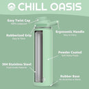 Chill Oasis Water Bottle | Compatible With Popular Flavor Cartridges | BPA Free, Leak Proof, Double-Walled Vacuum Insulated Stainless Steel, and Dishwasher Safe | Cold for 24 Hours (Sage, 22oz) by CozyNest Decor