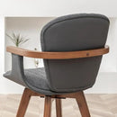 LUNLING Swivel Dining Chairs, Mid Century Modern Gray Fabric+Faux Leather Kitchen Chairs with Arms,Bamboo Legs Side Chairs No Wheels,Accent Chair for Dining Rooms and Offices(Gray Fabric,1PCS) by CozyNest Decor