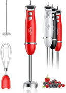 Sangcon Immersion Blender Handheld, 3-in-1 Hand Blender Electric, 400W Handheld Blender, Stainless Steel Blade Stick Blender with Whisk, Milk Frother Attachments - Red by TinyTreasures Baby Boutique