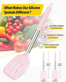 Pack of 2 Silicone Solid Turner, Non Stick Slotted Kitchen Spatulas, High Heat Resistant BPA Free Cooking Utensils, Ideal Cookware for Fish, Eggs, Pancakes(Pink) by CozyNest Decor