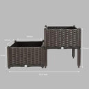 Barton 2 Pieces Raised Garden Bed Brown Plastic w/Self-Watering Design Outdoor Elevated Planter Box Kit Wheels Mobile by GreenHaven Gardens