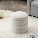 Furniliving Modern Round Ottoman, Soft Bedroom Ottoman Footstool Round Ottomans Stool for Living Room, Bedroom, Makeup Room, White, Velvet by CozyNest Decor