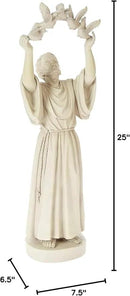 Design Toscano Francis of Assisi Doves of Peace Religious Garden Statue, 7 inches wide, 25 inches tall, Cast Stone Resin, Antique Stone Finish by GreenHaven Gardens