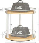 Lazy Susan Organizer, Rotating Spice Rack, 2 Tier Spice Turntable Organizer, Industrial Turntable Spice Holder, for Kitchen Countertop, Compact and Versatile, White and Natural SR22WN by CozyNest Decor