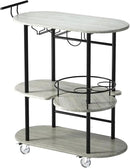 Light Gray Bar Carts with 4-Tier Storage Shelves, Mobile Bar Serving Cart with Wine Rack and Glass Holder, for The Home, Kitchen, Living Room, Dining Room by CozyNest Decor