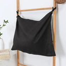 Hanging Linen Laundry Bag, 100% Pure Flax Linen Over The Door Hamper with Bottom Zipper for Laundry Room, Household Dirty Cloth Storage Organizer Bag, Black by CozyNest Decor