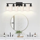 5-Light Bathroom Light Fixtures, Matte Black Modern Vanity Lights with Clear Glass Shades, Bathroom Vanity Light for Mirror Living Room Cabinet Bedroom Porch by CozyNest Decor