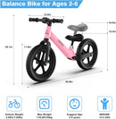 Ridego 12 or 14 Inch Balance Bike for Kids 2-6 Year Old,Lightweight Kids Bike with Adjustable Seat, Push Bicycle with Air Rubber Tires，Ride-on Toys Birthday Gift by TinyTreasures Baby Boutique