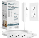 Outlet Concealer Power Strip-Outlet Cover Extender with 3AC Outlets-8ft Flat Plug Extension Cord,Universal Size,1625W for Kitchen, Home and Office,Child & Pet Safe(8 Foot) by TinyTreasures Baby Boutique