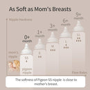 Pigeon Glass Nursing Bottle Wide Neck, Anti-Colic, Streamlined Body, Natural Feel, Easy to Clean, Heat-Resistant, 5.4 Oz(Pack of 2), Includes 2pcs SS Nipples (0m+) by TinyTreasures Baby Boutique
