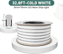 GZBtech Flexible LED Neon Rope Lights 33FT,AC 110-120V Waterproof Strip Light, 120 LEDs/M Cuttable Connectable Neon Lighting for Indoor Outdoor Home Decor/Commercial Building Use-Cold White 10M by CozyNest Decor