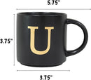 COLLECTIVE HOME - Monogram Ceramic Mugs, 15 oz Golden Initial Black Coffee Cups, Elegant Alphabet Tea Mugs, Elegant Personalized Mug with Gift Box, Unique Mug with Double Side Capital Lette (U) by CozyNest Decor