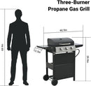 Endark 3-burner propane gas grill | 26,000 BTU stainless steel with enamel wire cooking grates and built-in thermometer | with side rack wheels | great for patio, garden, and outdoor cooking by GreenHaven Gardens