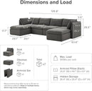 mopio Oversized Modular Sectional Sofa with Fully Removable Covers and Storage, Convertible U, L-Shaped and Sleeper Sectional, Modern Couches with Ottoman Chaise (Stone Gray Fabric, 6 Seats, U) by CozyNest Decor