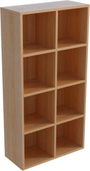 8-Cube Storage Shelf Bookcase - Wooden 4-Tier Floor Standing Open Bookshelf for Home and Office, Display Cabinet, Oak by CozyNest Decor
